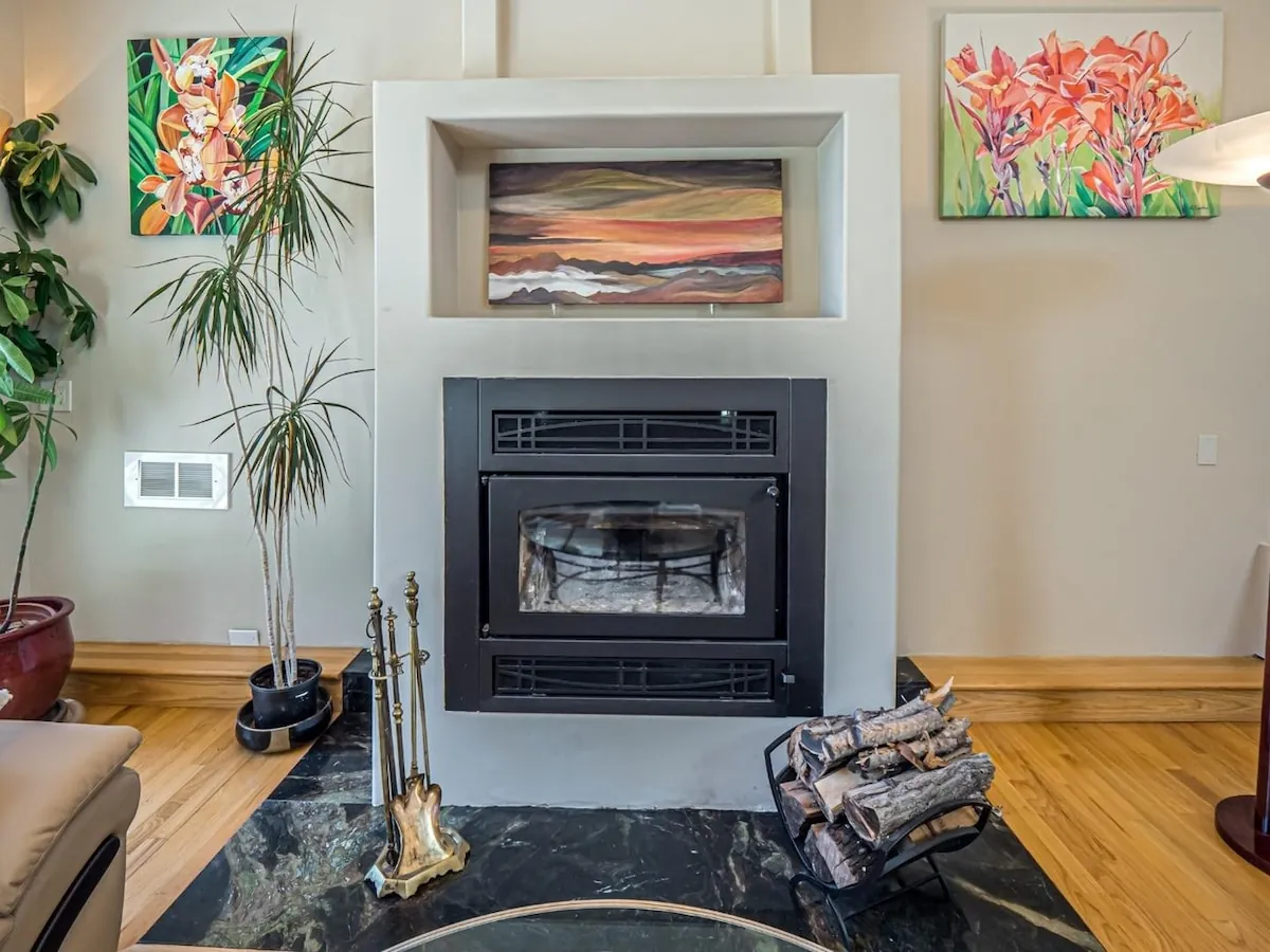 Outdoor seating area at dusk
